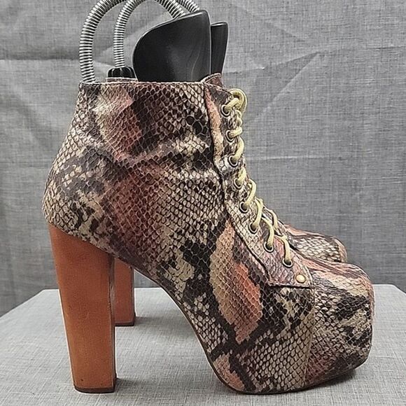 Jeffrey Campbell Lita Snake Print Boot -  Platform, Tall Heel, Women's SZ 39 - Picture 3 of 13